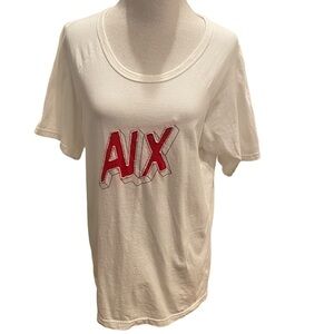 Armani Exchange Large Icon Logo Short-Sleeve Tee Red Material Sown for Letters
